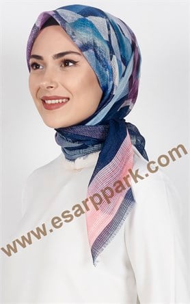 Desenli Fileli Coton Eşarp 1715-20