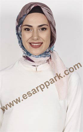 Desenli Fileli Coton Eşarp 1715-22