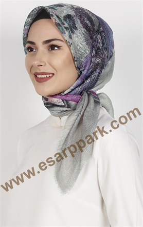 Desenli Fileli Coton Eşarp 1715-25