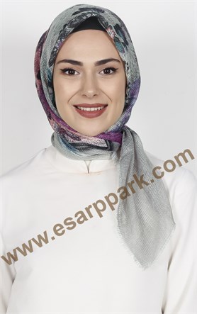 Desenli Fileli Coton Eşarp 1715-25