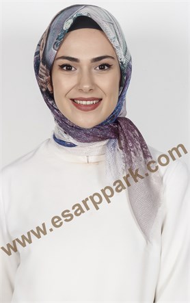 Desenli Fileli Coton Eşarp 1715-26
