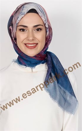Desenli Fileli Coton Eşarp 1715-27