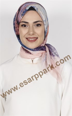 Desenli Fileli Coton Eşarp 1715-28