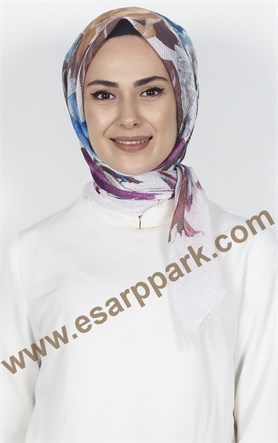 Desenli Fileli Coton Eşarp 1715-3