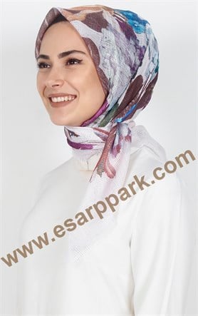 Desenli Fileli Coton Eşarp 1715-3