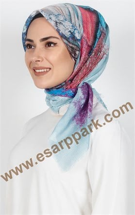 Desenli Fileli Coton Eşarp 1715-4