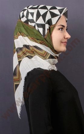 Desenli Fileli Coton Eşarp 1732-10