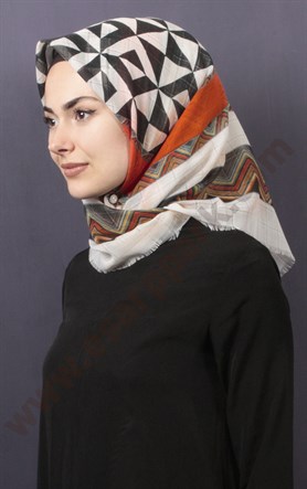 Desenli Fileli Coton Eşarp 1732-11