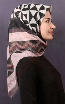 Desenli Fileli Coton Eşarp 1732-12