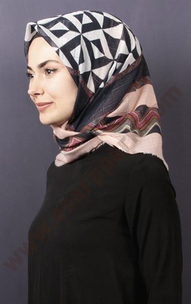 Desenli Fileli Coton Eşarp 1732-14