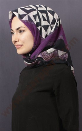 Desenli Fileli Coton Eşarp 1732-15