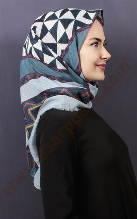Desenli Fileli Coton Eşarp 1732-2