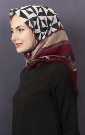 Desenli Fileli Coton Eşarp 1732-3