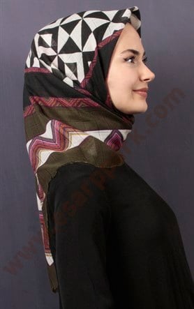 Desenli Fileli Coton Eşarp 1732-4