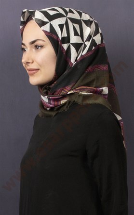 Desenli Fileli Coton Eşarp 1732-4