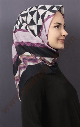 Desenli Fileli Coton Eşarp 1732-6
