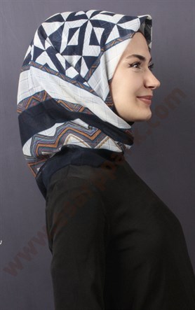 Desenli Fileli Coton Eşarp 1732-7
