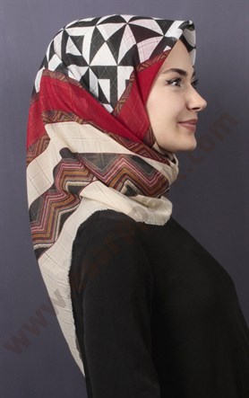 Desenli Fileli Coton Eşarp 1732-8