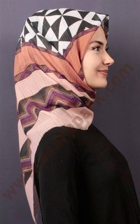 Desenli Fileli Coton Eşarp 1732-9