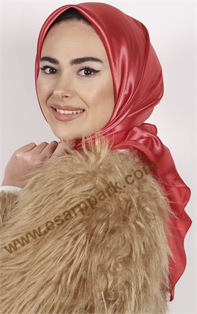 Düz Renk Saten Eşarp 1041-2