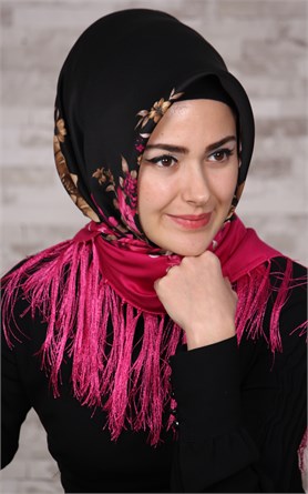 111-0011-05 PİRAMİT PÜSKÜLLÜ EŞARP FUŞYA