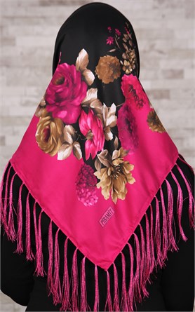 111-0011-05 PİRAMİT PÜSKÜLLÜ EŞARP FUŞYA