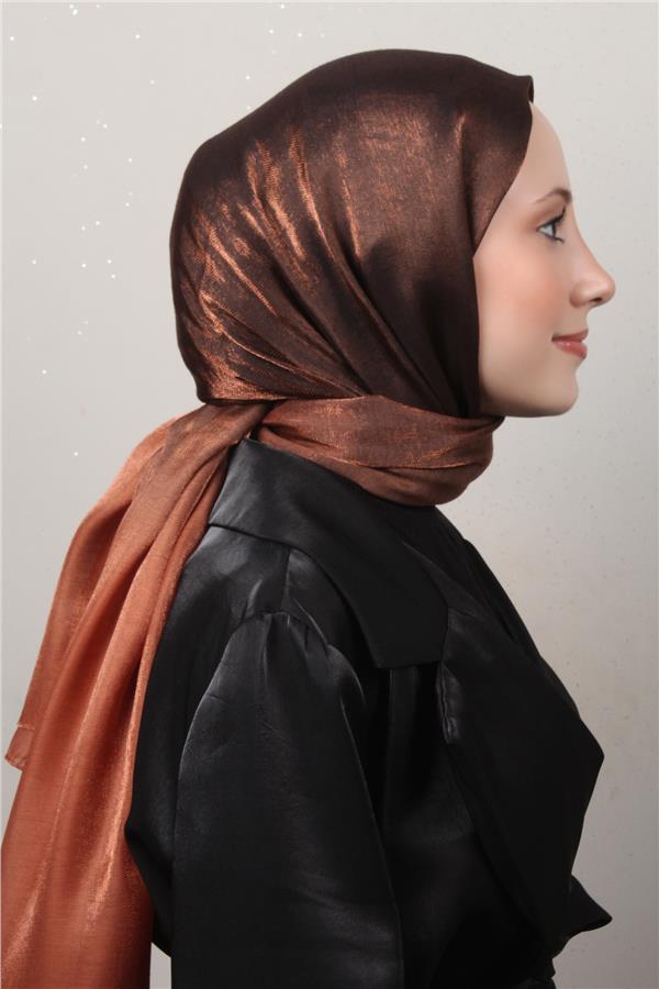 Eşarppark Degrade Abiye Şal 5803-14 Kiremit -Siyah 