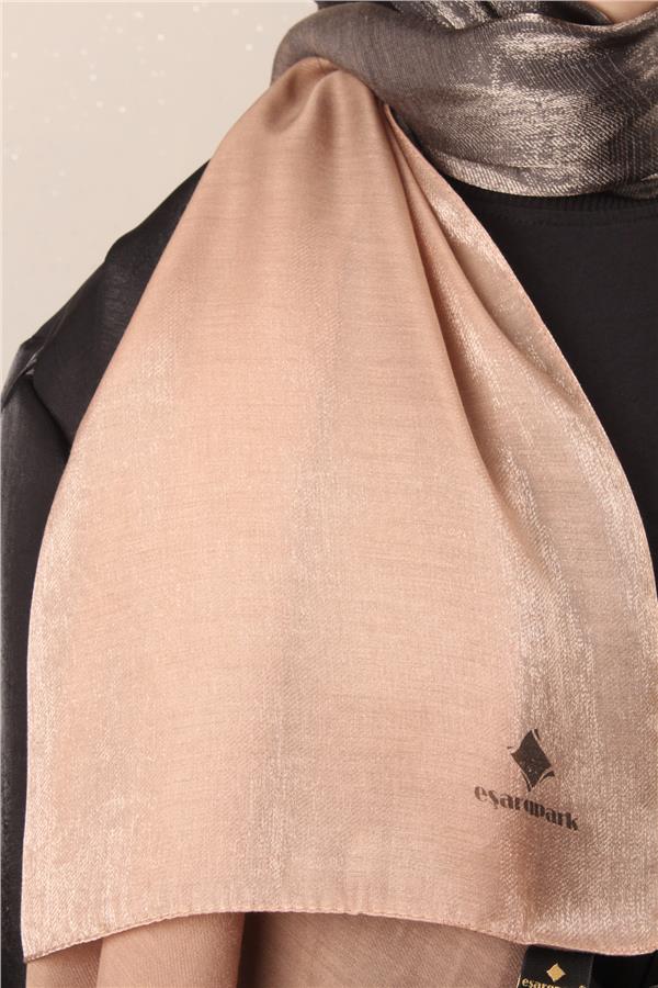 Eşarppark Degrade Abiye Şal 5803-18 Sütlü Kahve-Siyah 