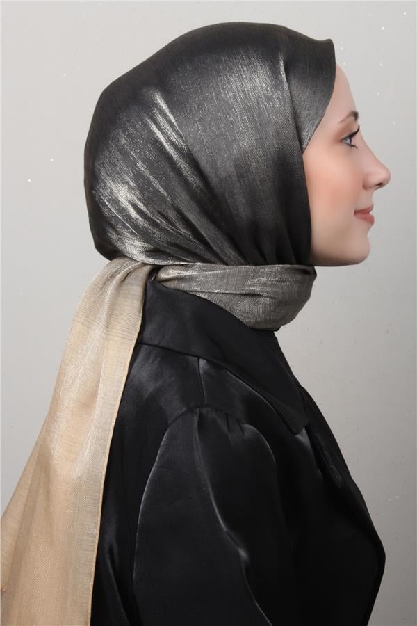 Eşarppark Degrade Abiye Şal 5803-22 Siyah-Gold 