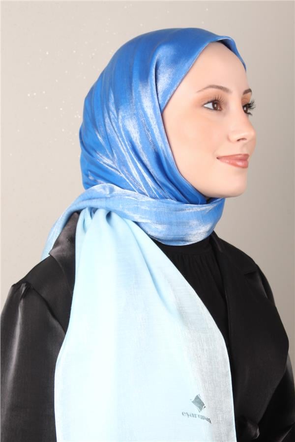 Eşarppark Degrade Abiye Şal 5803-8 Mavi 