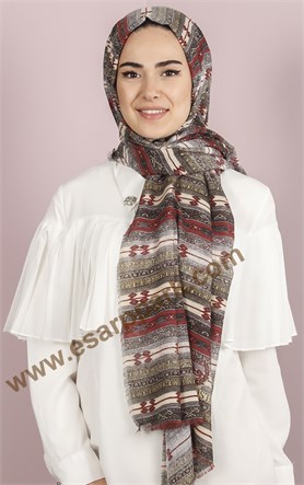 Etnik Desen Fileli Şal 1225-17