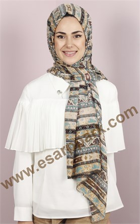Etnik Desen Fileli Şal 1225-22