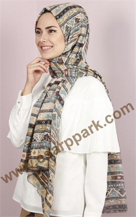 Etnik Desen Fileli Şal 1225-22