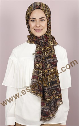 Etnik Desen Fileli Şal 1225-32
