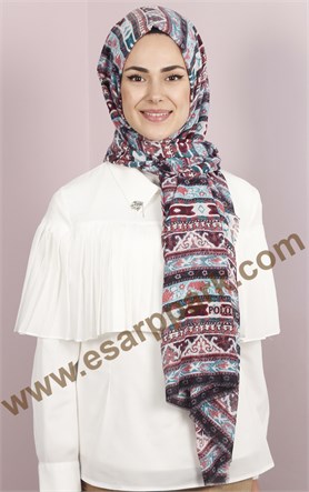Etnik Desen Fileli Şal 1225-33