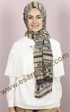 Etnik Desen Fileli Şal 1225-35