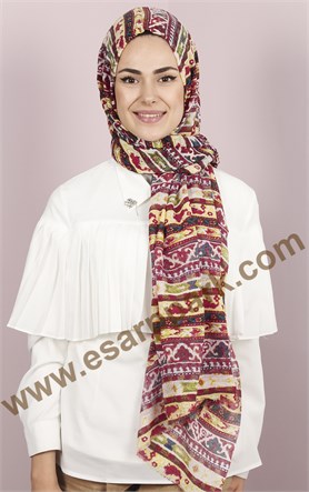 Etnik Desen Fileli Şal 1225-37