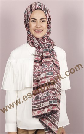 Etnik Desen Fileli Şal 1225-42