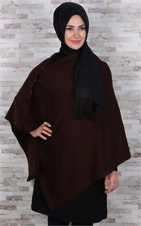 513-0001-09 DÜĞMELİ PANÇO KAHVERENGİ