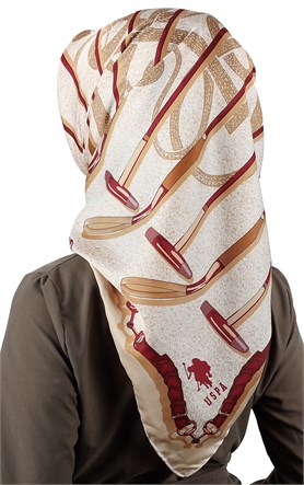 102-0007-08 U.S POLO ASSN EŞARP CAMEL BORDO