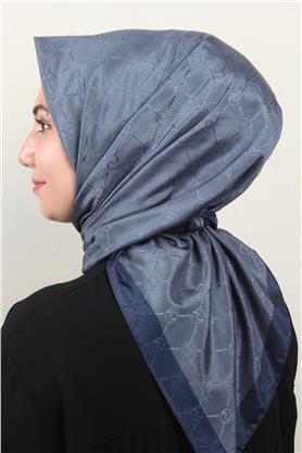 Fashion Monogram Eşarp 8089-16 İndigo