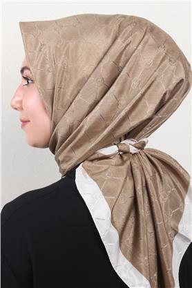 Fashion Monogram Eşarp 8089-17 Sütlü Kahve