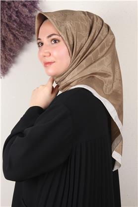 Fashion Monogram Eşarp 8089-17 Sütlü Kahve