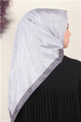 Fashion Monogram Eşarp 8089-18 Gri