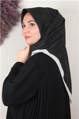 Fashion Monogram Eşarp 8089-2 Siyah-Beyaz