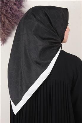 Fashion Monogram Eşarp 8089-2 Siyah-Beyaz