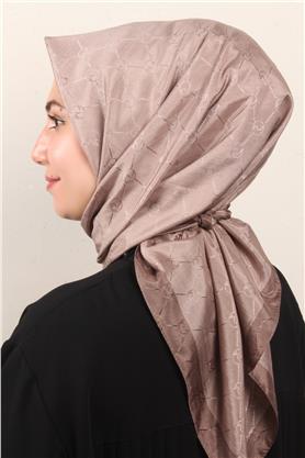 Fashion Monogram Eşarp 8089-20 Koyu Pudra