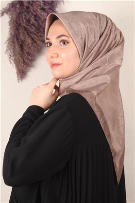 Fashion Monogram Eşarp 8089-20 Koyu Pudra