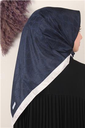 Fashion Monogram Eşarp 8089-22 Lacivert