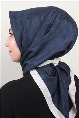 Fashion Monogram Eşarp 8089-22 Lacivert